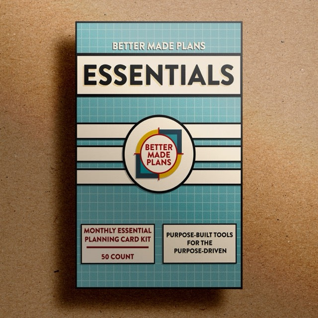 Packaging for Better Made Plans Essentials planning kit on brown paper background.