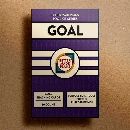 Better Made Plans Tool Kit Series Goal Edition planner packaging on a brown background.