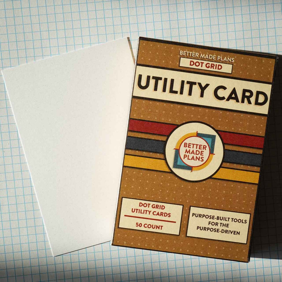 Better Made Plans Utility Card Dot Grid planning card with packaging on grid background